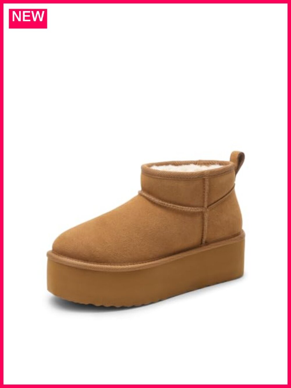 Women's Platform Fuzzy Lined Ankle Boots Cow Suede Faux Fur Winter